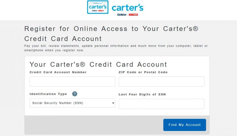 Carters credit card registration